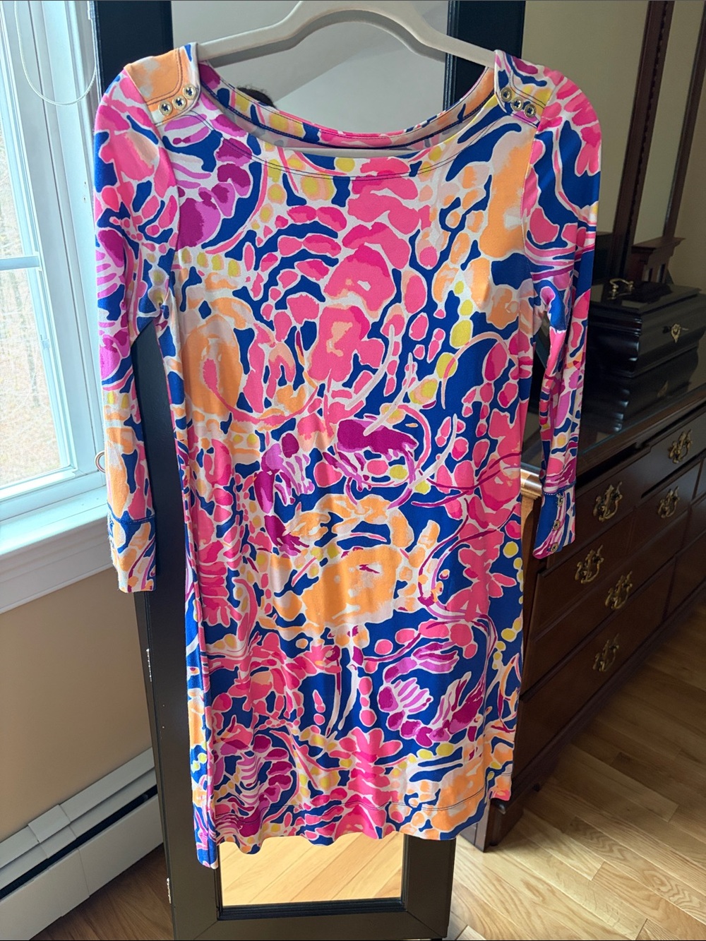 Lilly Pulitzer Multicolor Abstract Floral Long Sleeve Dress